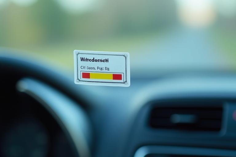Close-up of an Austrian digital vignette applied to a windshield, signifying toll payment